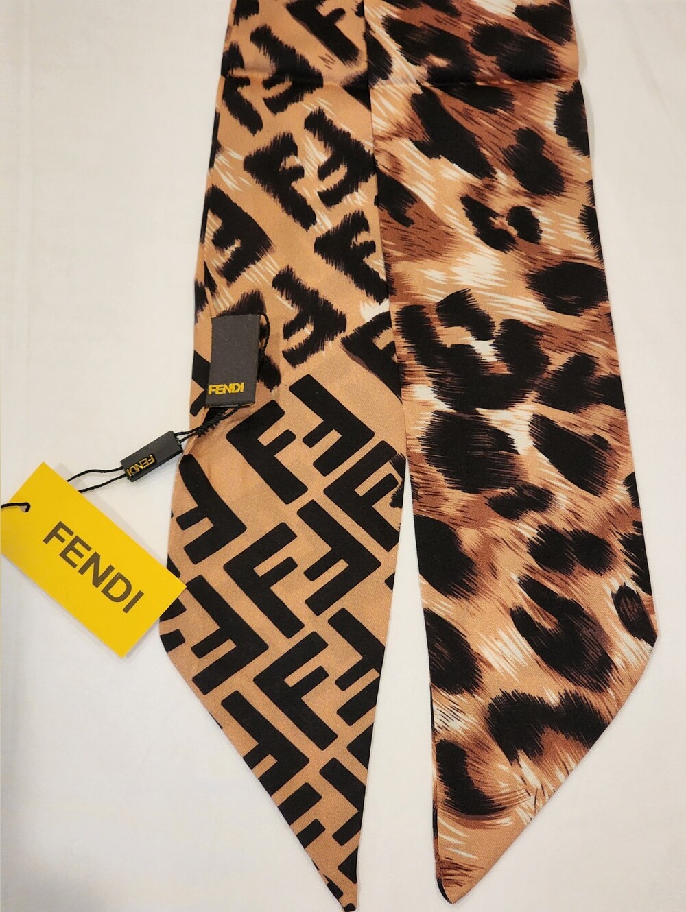 Fendi Brown Leopard-Print Scarf